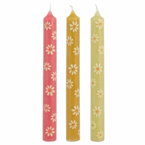 Mica Decorations kaarsen bloemen (set van 3)