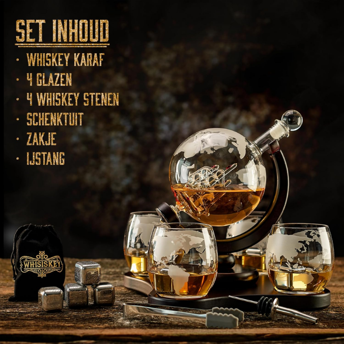 Whisiskey-Whiskey-Karaf-Wereldbol-2 Whisiskey Whiskey Karaf - Wereldbol - Afbeelding 2